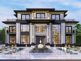 24.2×15.7米 五開(kāi)間三層半新中式別墅 占地面積304.3平方 編號(hào):202308091688